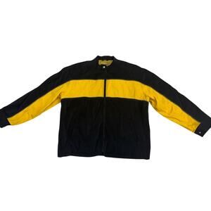Decibel men's rubberized black and yellow full-zip motorcycle jacket XL